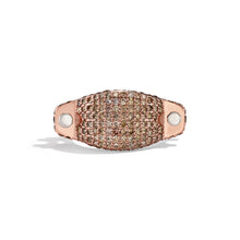 14k rose gold pavé diamond Coupling ring, front view of warm rose gold band with continuous diamond pavé.   
