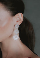 14k White Gold Diamond Pavé Three-Piece Ornamental Earrings